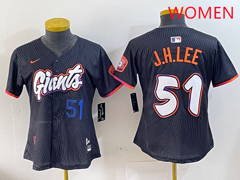 Women San Francisco Giants #51 J.H.Lee Black Joint Name Nike 2025 MLB Jersey style 4